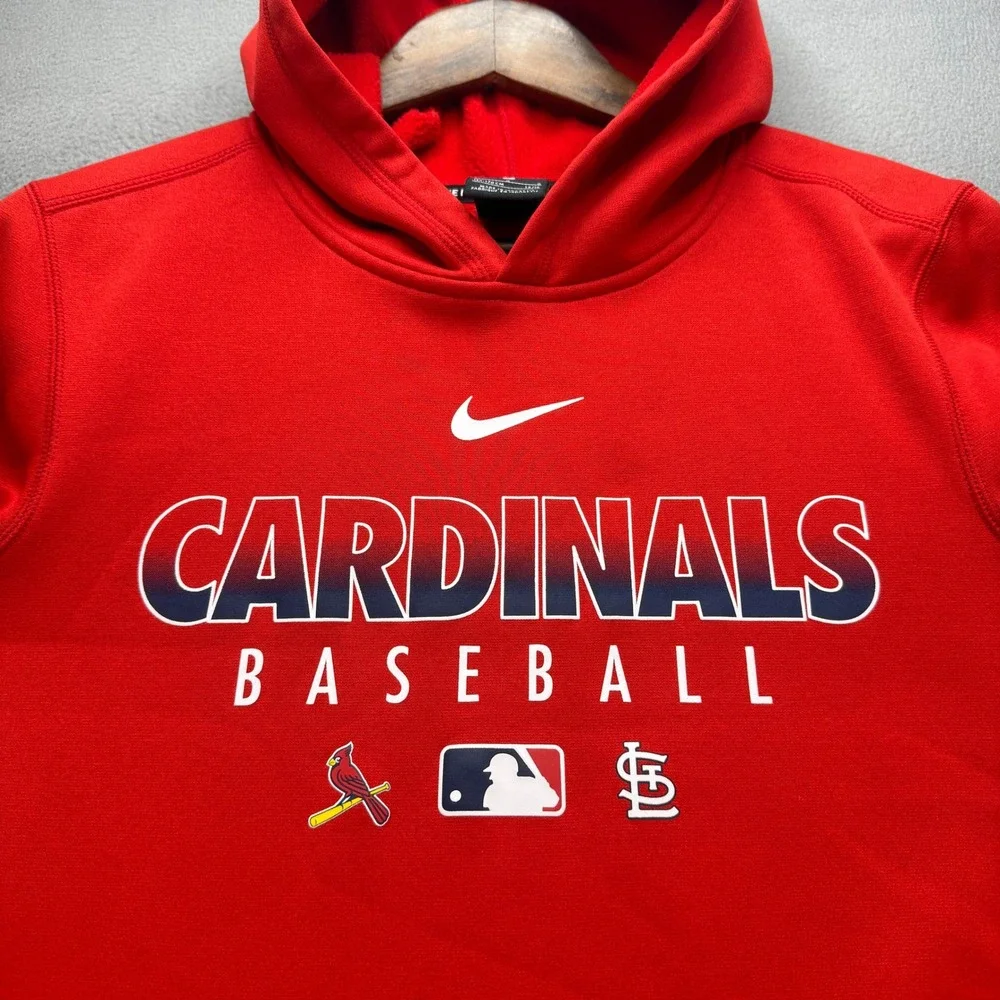 St. Louis Cardinals Nike Dri-FIT Baseball Hoodie Kids Large 14/16 Red Polyester